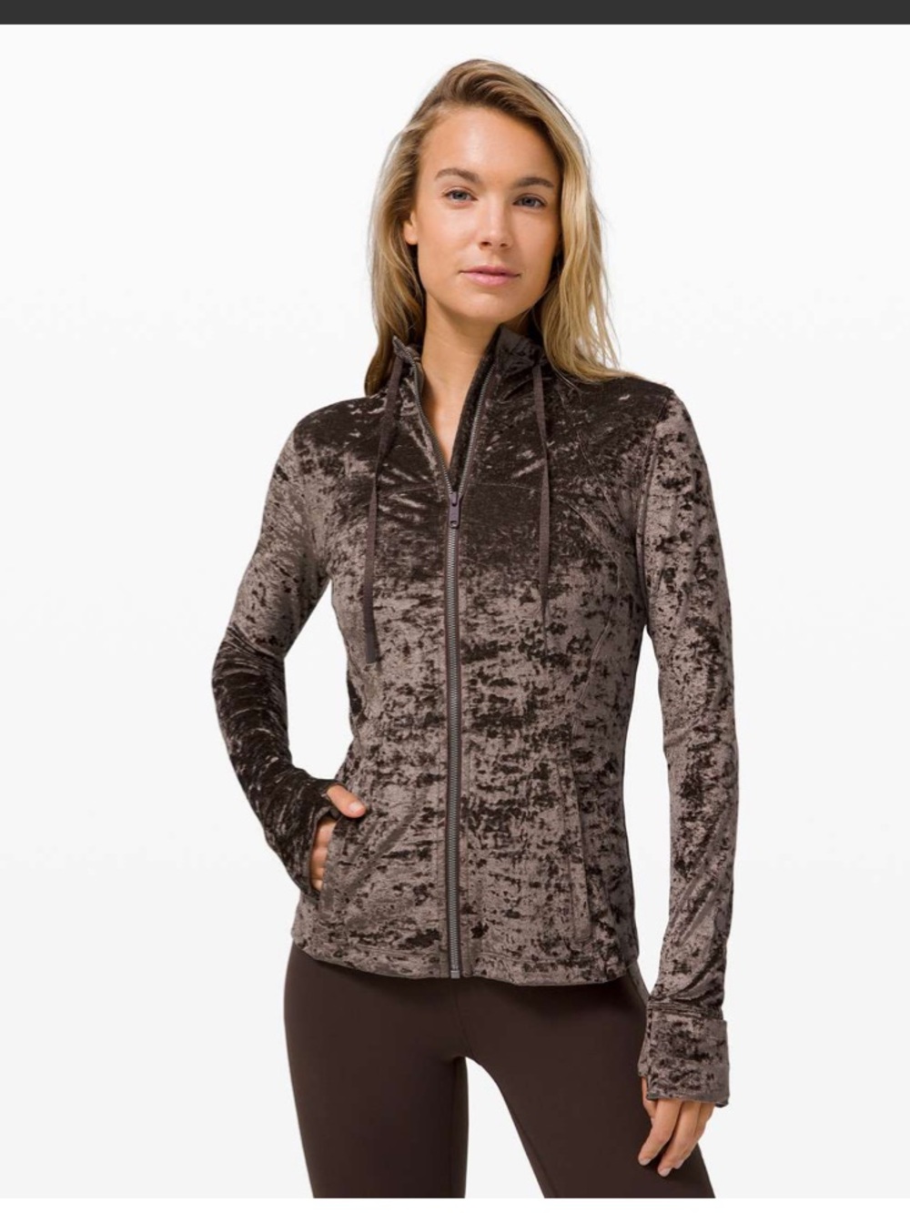 Lululemon Special Edition Hooded Define Crushed Velvet, Sz 8, like new